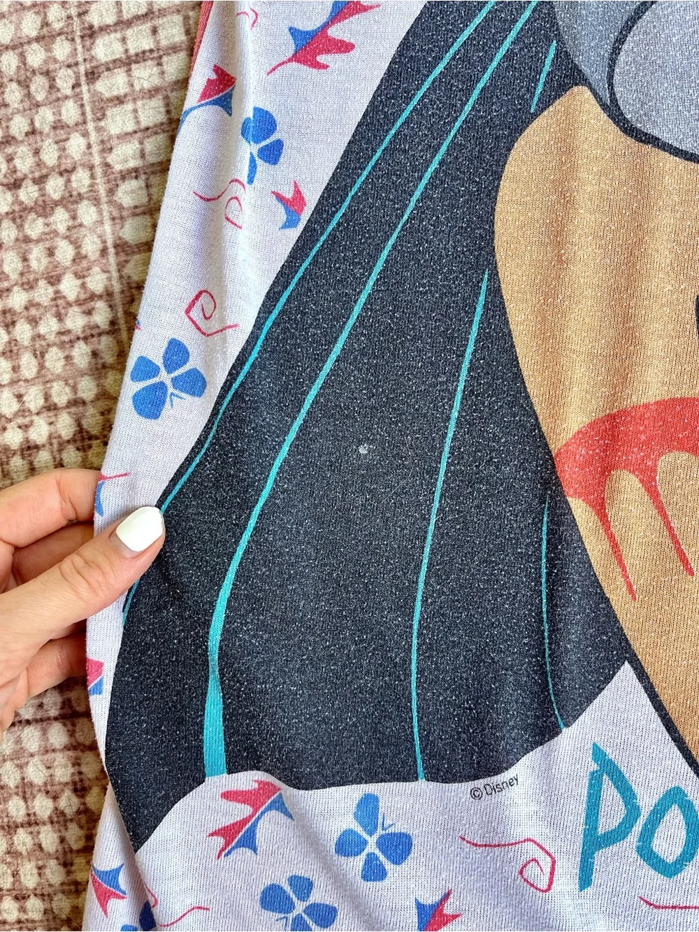Vintage Pocahontas 90s Nightgown Long Dress Disney Teal White Used Size XL - Picture 4 of 12